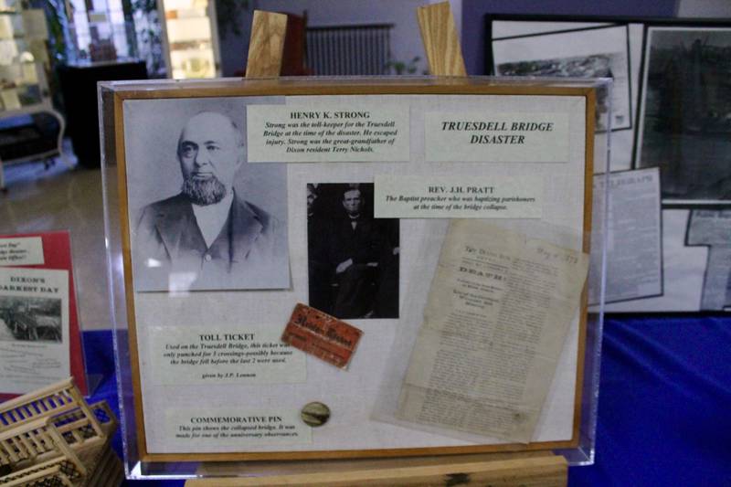 Artifacts from the Truesdell Bridge Disaster of 1873 on display for The Founders Day celebration held Tuesday, April 11, 2023, at Loveland Community House and Museum in Dixon.