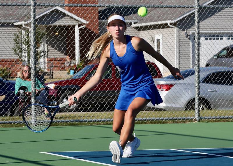 Emilee Merkel makes a return for Princeton Thursday against Peoria Christian. She won 6-2, 6-2.