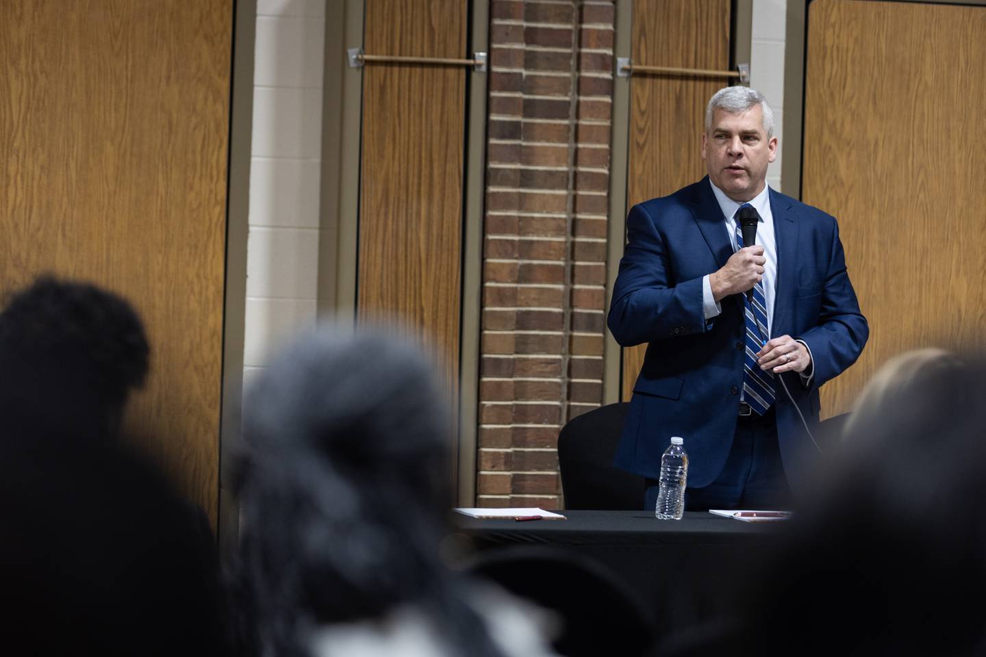 Incumbent-mayor Bob O'Dekirk speaks at a Joliet Mayoral Forum hosted by the the National Hook-up of Black Women, in Joliet on Saturday, Feb. 18, 2023.