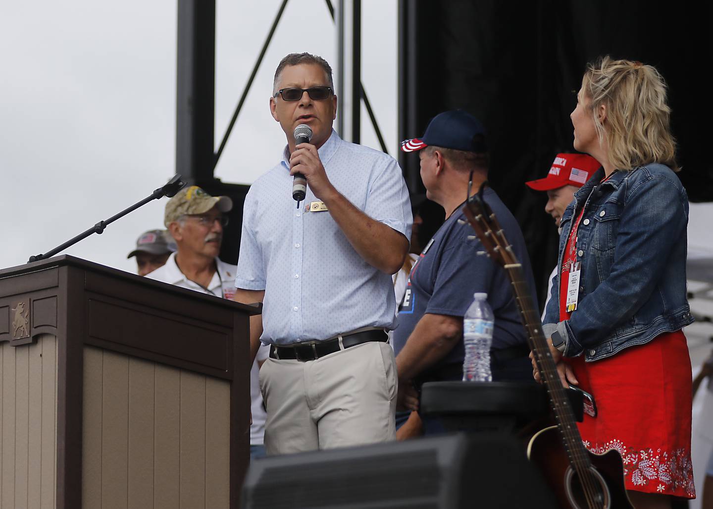 McHenry County Board Chairman Michael Buehler speaks during the Trump Now-Save the American Dream Rally at the McHenry County Fairgrounds on Sunday Aug. 18, 2024, in Woodstock.