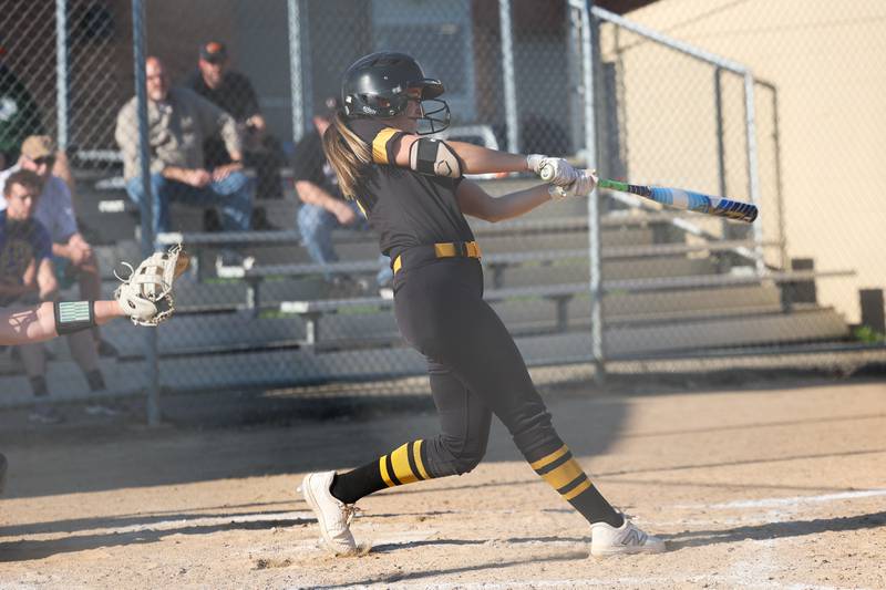 Joliet West’s Avery Houlihan connects for a two run home run against Plainfield Central on Wednesday, May 15, 2024 in Joliet.
