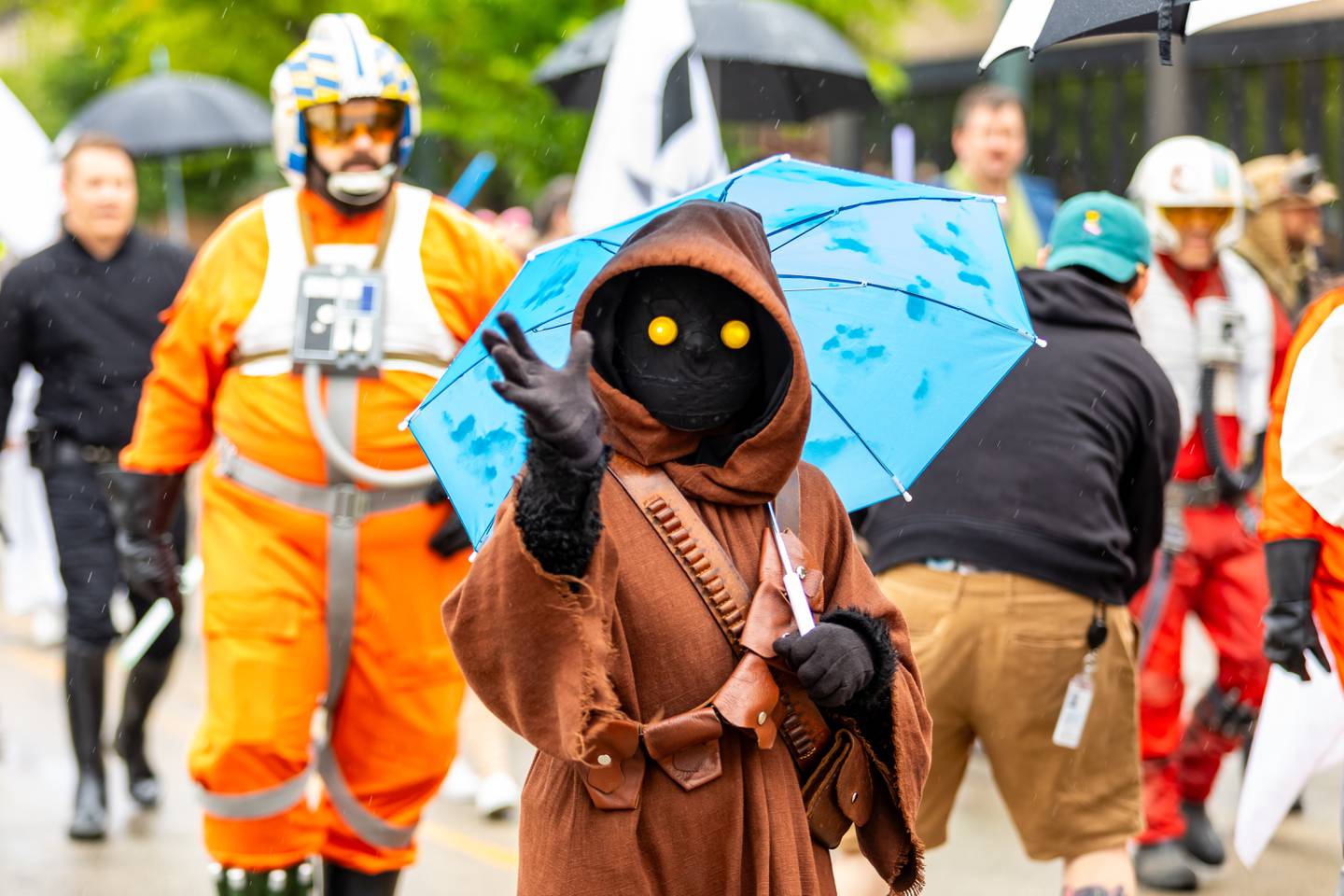 A Jawa walks in the Joliet Public Library's Star Wars Day Parade on June 1, 2024.