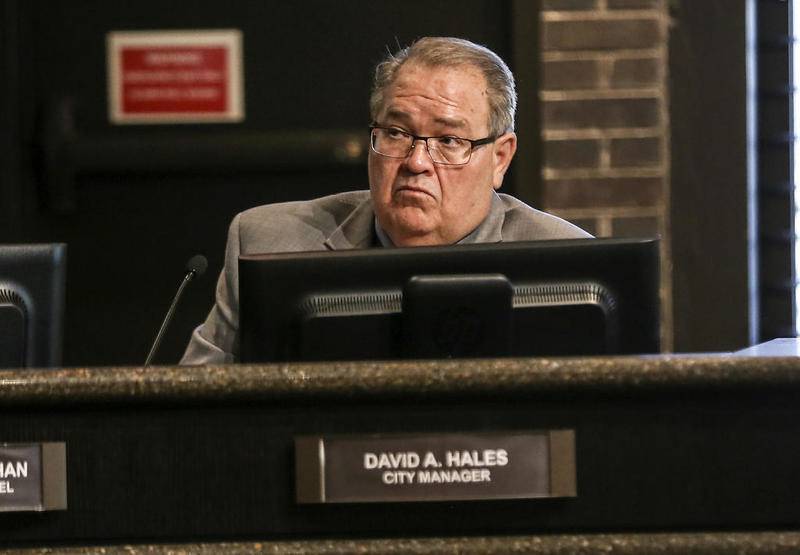 Joliet City Manager David Hales listens to public comment July 17 during a Joliet City Council meeting at City Hall in Joliet.
