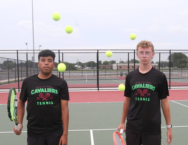 L-P number one doubles team of Danny Santoy and Andrew Bollis are the 2024 NewsTribune tennis players of the year. The duo posed for a photo on Tuesday, June 4, 2024 at the L-P Athletic Complex in La Salle.