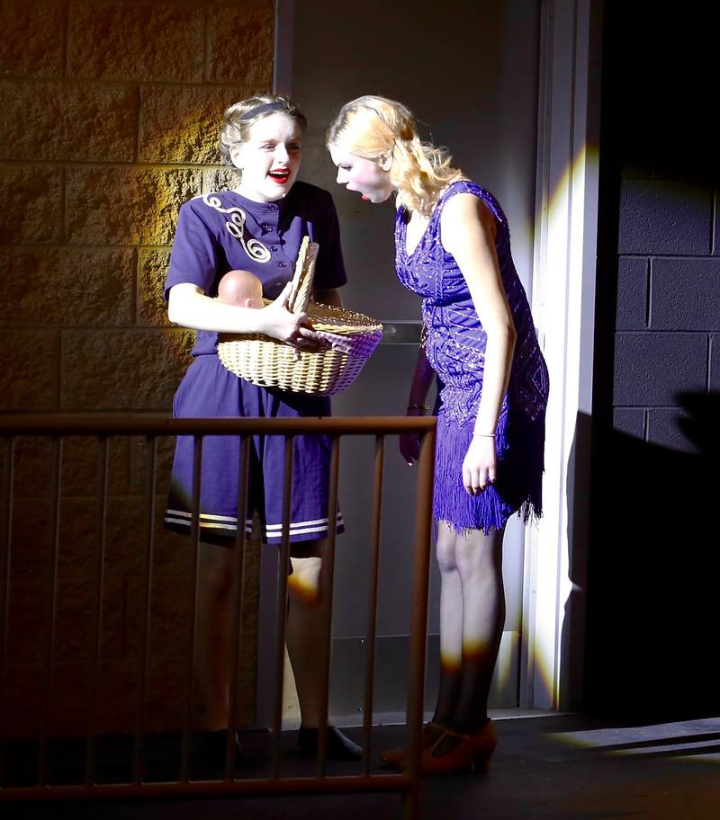 Kaneland High School students Veronica Regelbrugge and Richie Jendruczek in Failure: A Love Story, during dress rehearsal on Wednesday, Oct. 19, 2022 in Maple Park.