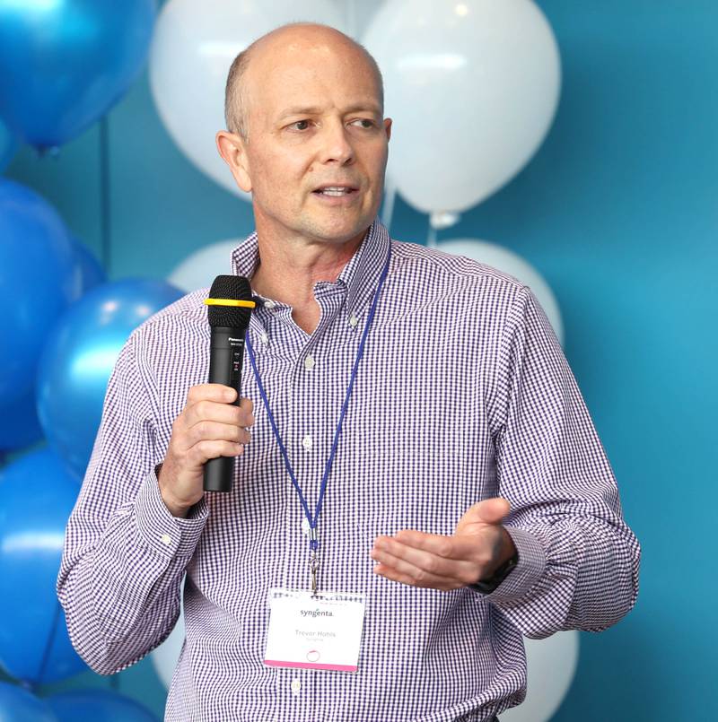 Trevor Hohls, global head of seeds development with Syngenta, speaks Friday, June 23, 2023, at the Grand Opening of the Syngenta Seeds Research and Development Innovation Center in Malta.