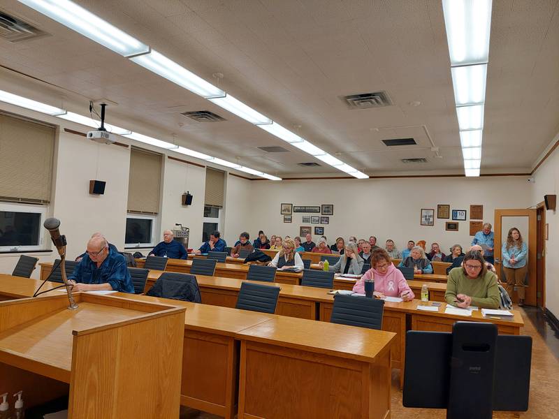 The Bureau County Board prepares for its Tuesday, Feb. 13, 2024, meeting. The majority of the board voted in favor of non-sanctuary status for migrants during the meeting.