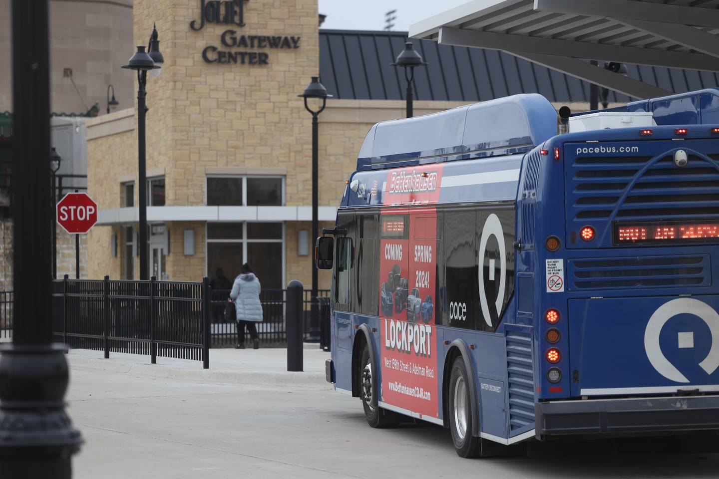 A Pace bus sits at the Joliet Gateway Center on Wednesday, Jan. 3rd, 2024 in Joliet.