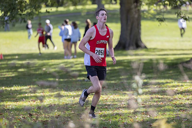 Amboy’s Brysen Full competes Monday, Oct. 9, 2023 during the 50th Amboy Columbus Day Cross Country Invite.