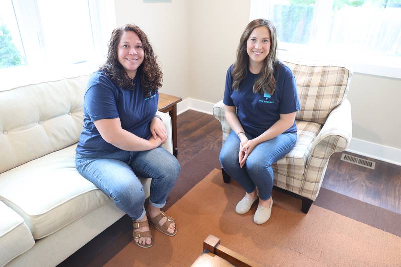 Sisters Katie Sorg, left, and Maggie Ruzich poses for a photo at their therapy facility PFG Therapy on Tuesday, August 20, 2024 in Plainfield.