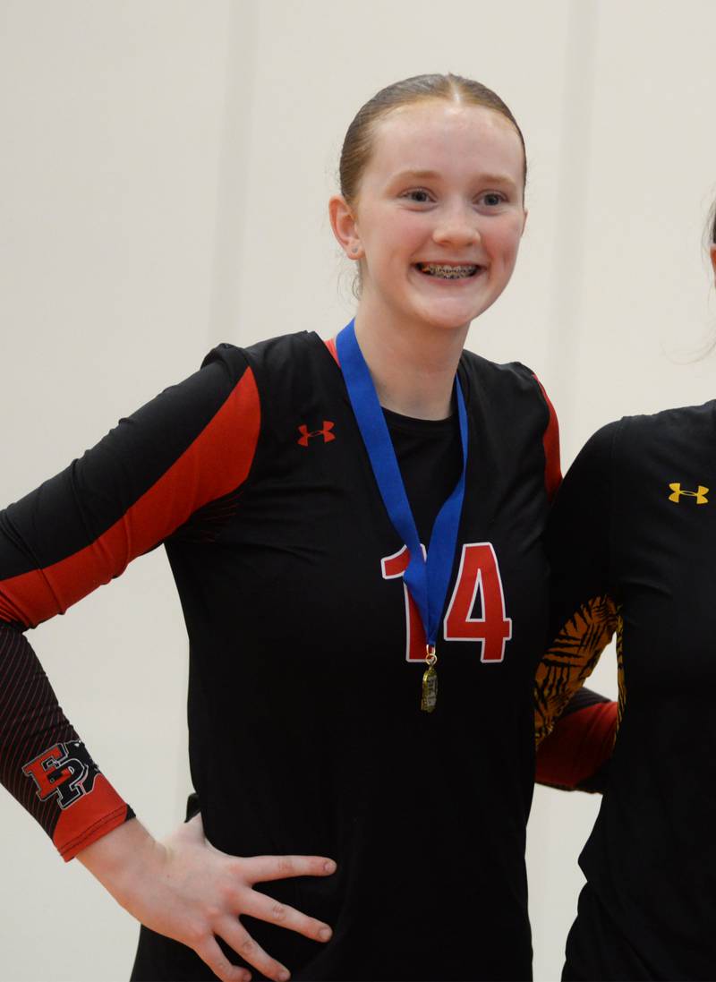 Erie-Prophetstown's Eden Jensen was named to the all-tournament team at the Oregon Volleyball Tournament on Saturday, Sept. 7, 2024.