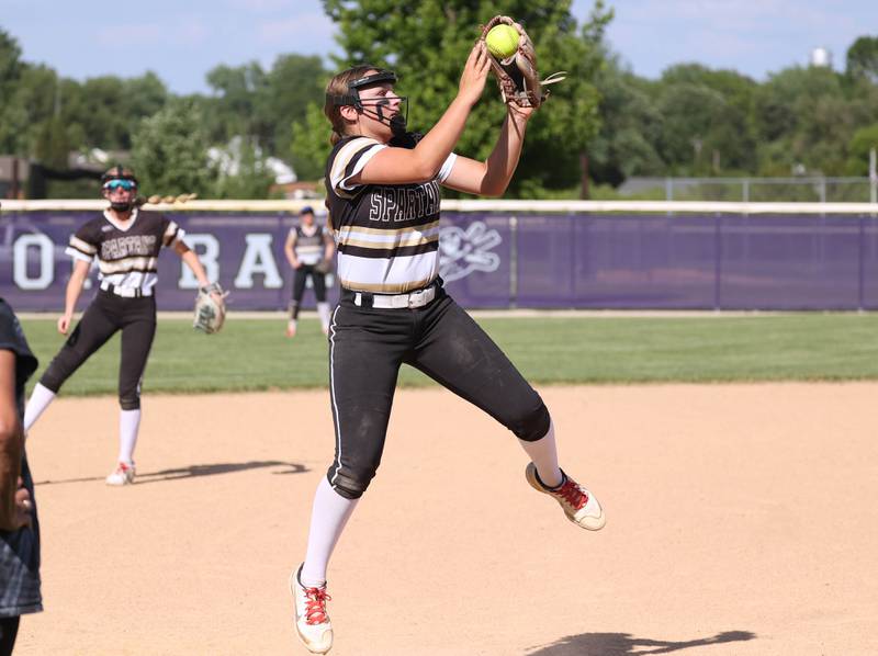 Sycamore's Addison Armstrong makes a play at third during their Class 3A regional final against Dixon Thursday, May 23, 2024, at Rochelle High School.