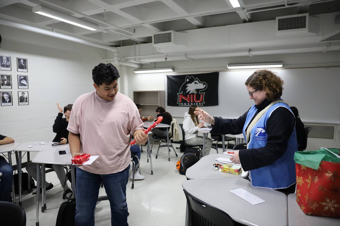 Sophomore Aleksy Fernandez received a few pre-finals presents along with his pen pal letter from Kelsey Podgorski, assistant director of multilingual education at McHenry High School on Tuesday, Dec. 19, 2023. Fernandez's pen pal provided the presents along with a letter.