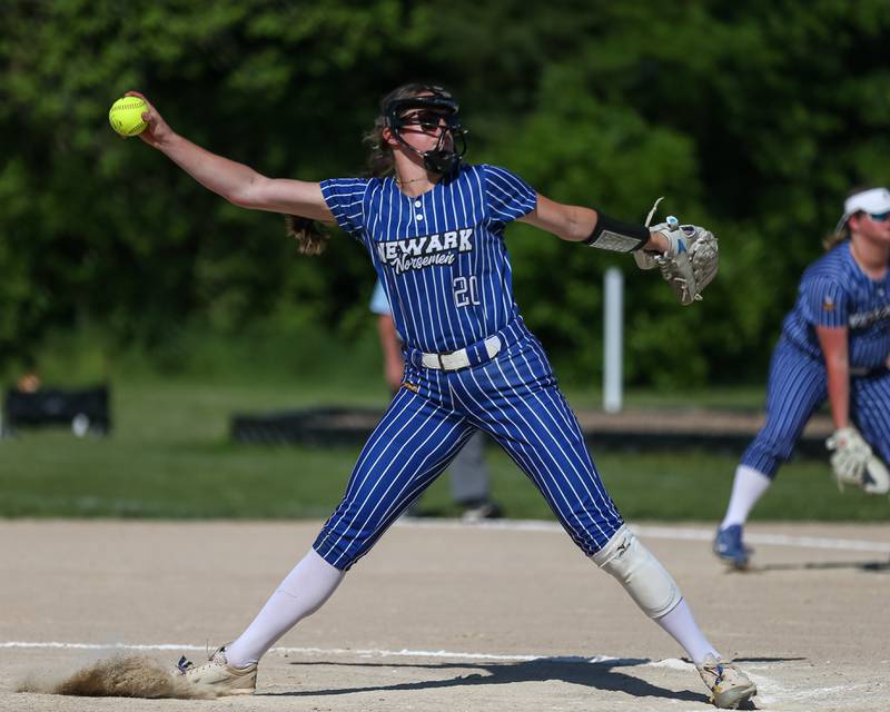 Newark's Kodi Rizzo (20) winds up to deliver a pitch during Class 1A Newark Regional final game between St. Edwards at Newark. May 17th, 2024.