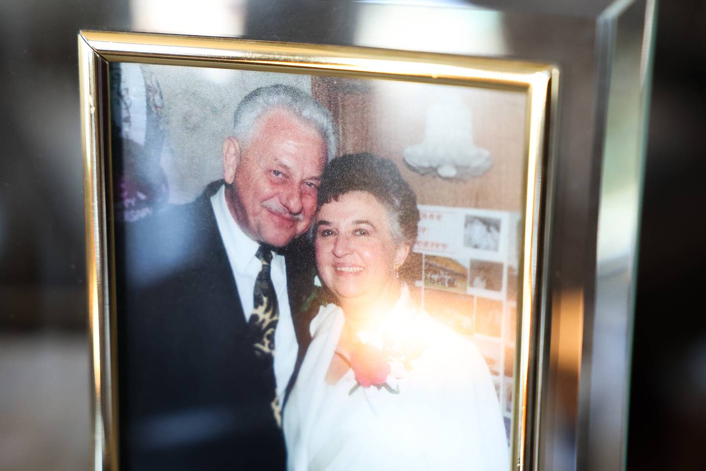 A photo of Gene and Millie Majka, both of them passed away due to pancreatic cancer, sits in the home of their daughter Audrey Montalto on Thursday June 27, 2024 in Plainfield.
