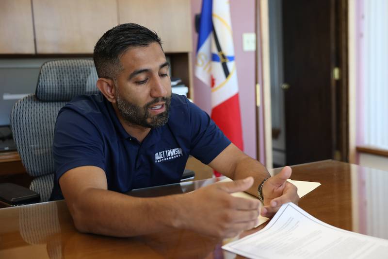 Joliet Township Supervisor Angel Contreras goes over the various violence prevention services and support that they will be offering as a result of grant money awarded to the township.