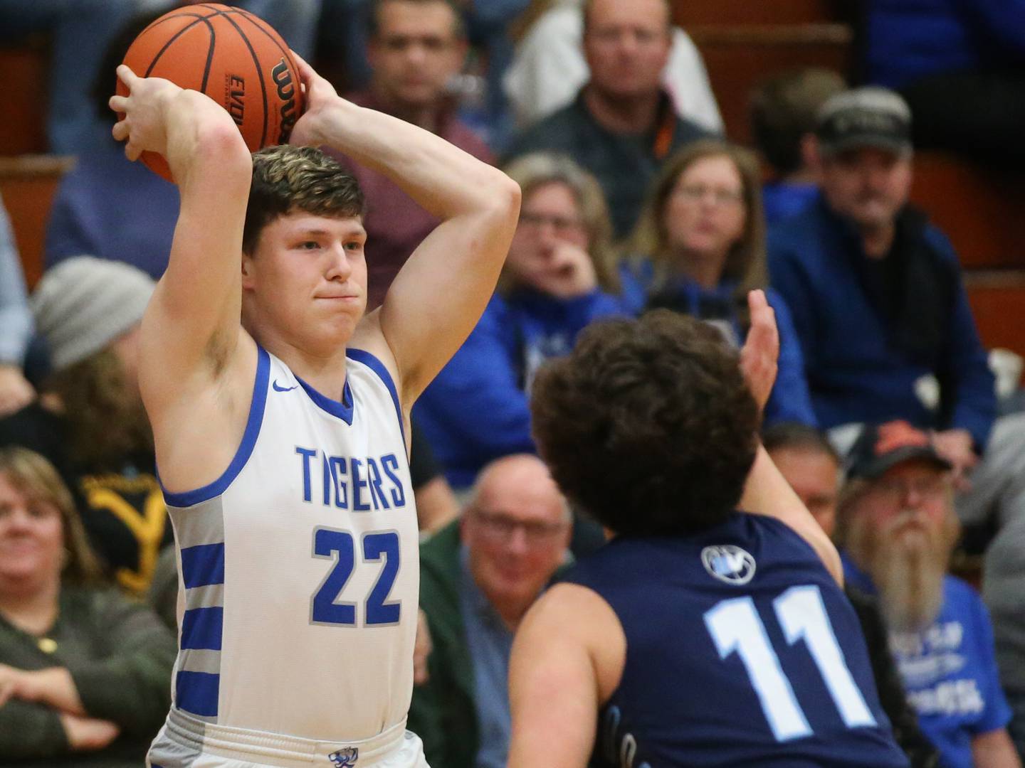 Princeton's Evan Driscoll looks to pass the ball off as Bureau Valley's Logan Philhower defends on Tuesday, Jan. 30, 2024 at Princeton High School.