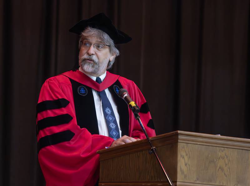 Brian Krostenko, PhD, University of Notre Dame professor of classics and 1982 Marquette graduate, was one of three people inducted into the Marquette Hall of Fame at the Sunday, May 26, 2024, commencement ceremony.