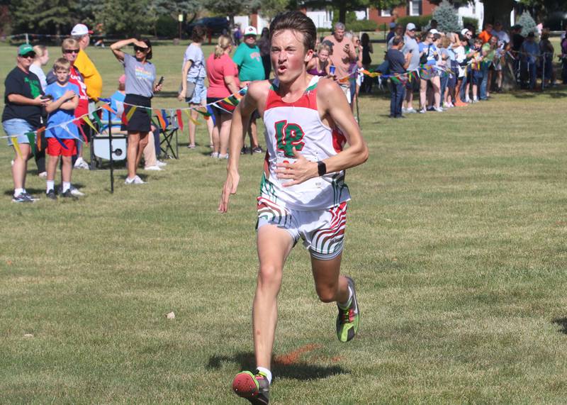 L-P's Adam Kasperski finishes in the Gary Coates Cross Country Invitational on Saturday, Sept. 14, 2024 Zearing Park in Princeton.