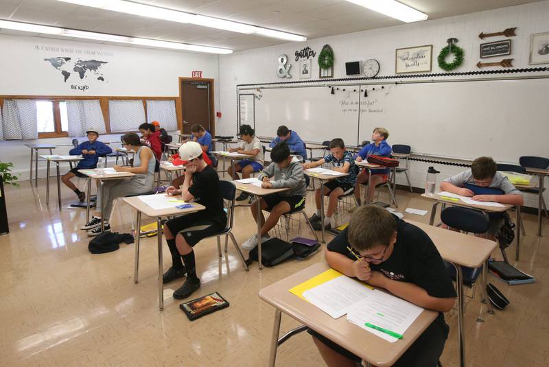 A view of Mrs. Jessica Lenkaitis Social Studies classroom Thursday, Sept. 12, 2024 at the Putnam County Jr. High School in McNabb. The classroom has a seperate furnace that is seperate from the rest of the building.