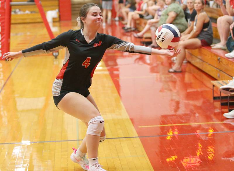 Woodland's Sadie Darm runs late to the ball while playing Streator on Monday, Aug. 26, 2024 at Streator High School.