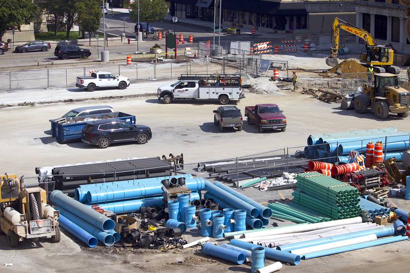 Construction zone seen on Monday Sept. 16, 2024, next to Chicago Street in Joliet.