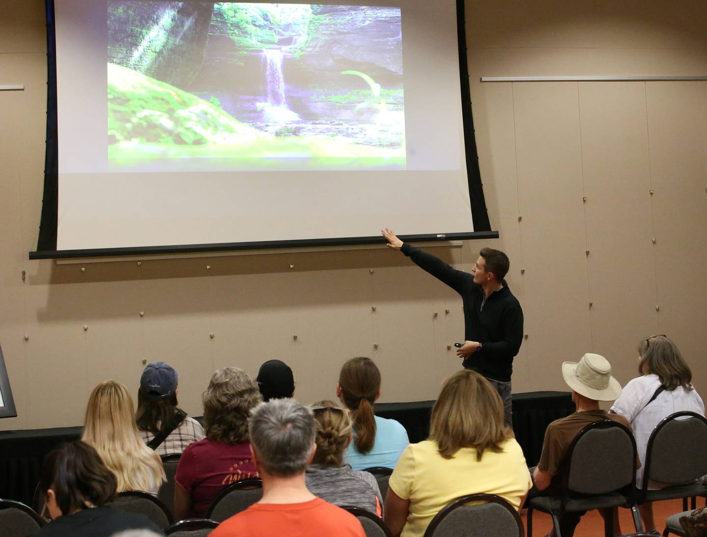 Matthew Klein presents his photography during the Capturing the Experience: Photo Hike with Matthew Klein on Sunday, May 7, 2023 at the Starved Rock Visitors Center. The free session included free tips for capturing the outdoor experience and a small hike to the top of Starved Rock.