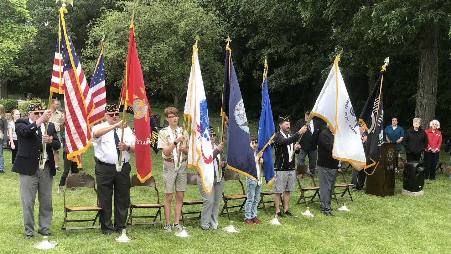 Flags from each branch of the military were held at the Elburn Memorial Day Ceremony in Blackberry Township Cemetery.