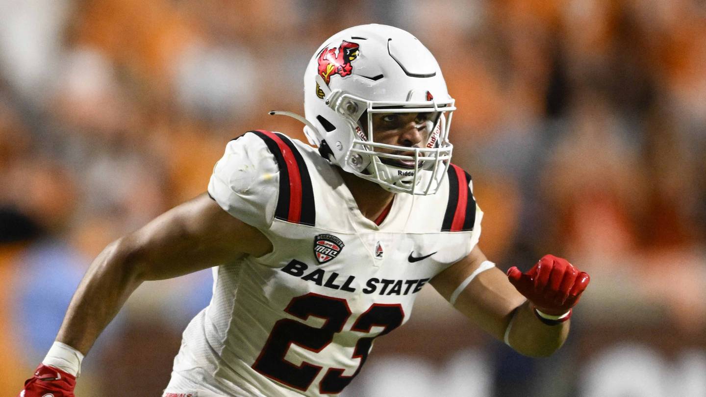 Ball State safety Loren Strickland (23) plays against Tennessee during an NCAA football game on Thursday, Sept. 1, 2022, in Knoxville, Tenn. (AP Photo/John Amis)