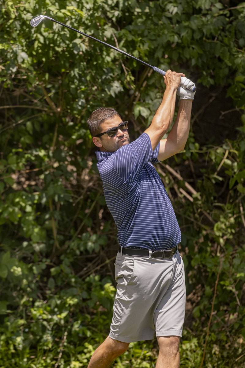 Mick Resser takes a shot off of tee one during the Pine Hills Invitational on June 9, 2024.