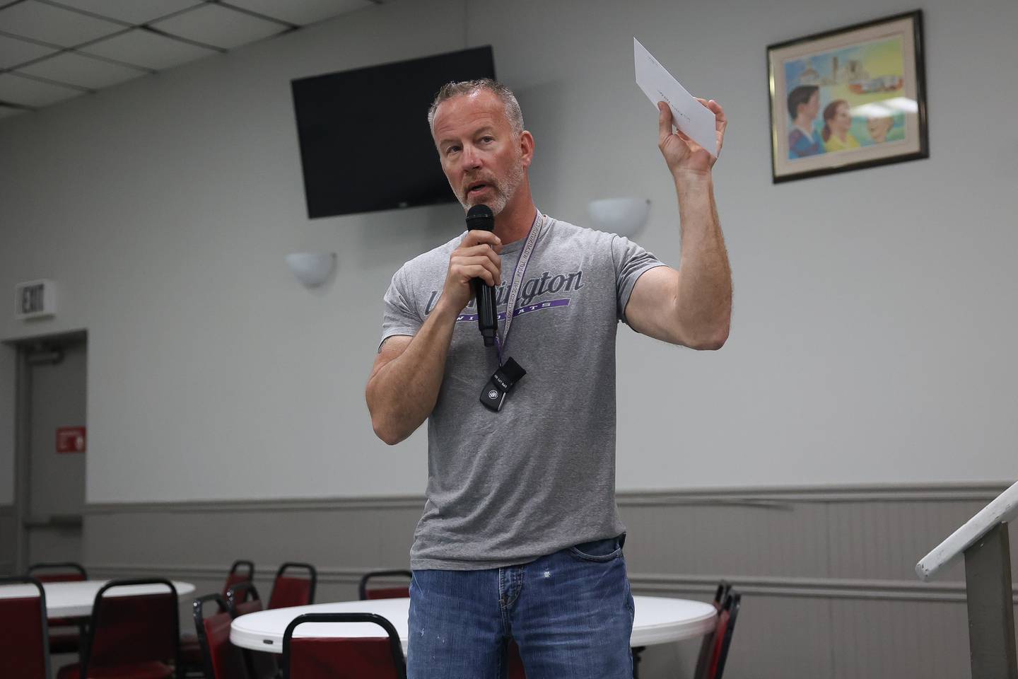 Van Holman, with the Wilmington baseball and softball youth programs, plans to repair fields damaged recently due to heavy rain with the money donated by the Old Timers Baseball Association of Will County on Monday, April 15, 2024.