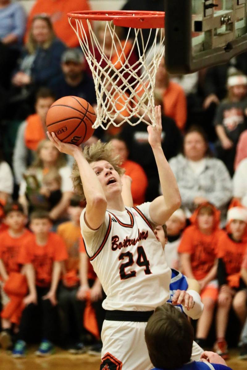 Kewanee's Brady Clark shoots in Tuesday's game with Princeton at Kewanee. He scored 38 points to lead the Boilermakers to a 64-59 win in overtime.