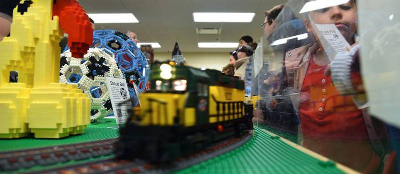 The Northern Illinois Lego Train Club's expo Sunday, April 2, 2023, at the Fox River Valley Public Library in East Dundee featured dazzling model train displays with buildings, castles, spaceships and more, all created from the popular building blocks.