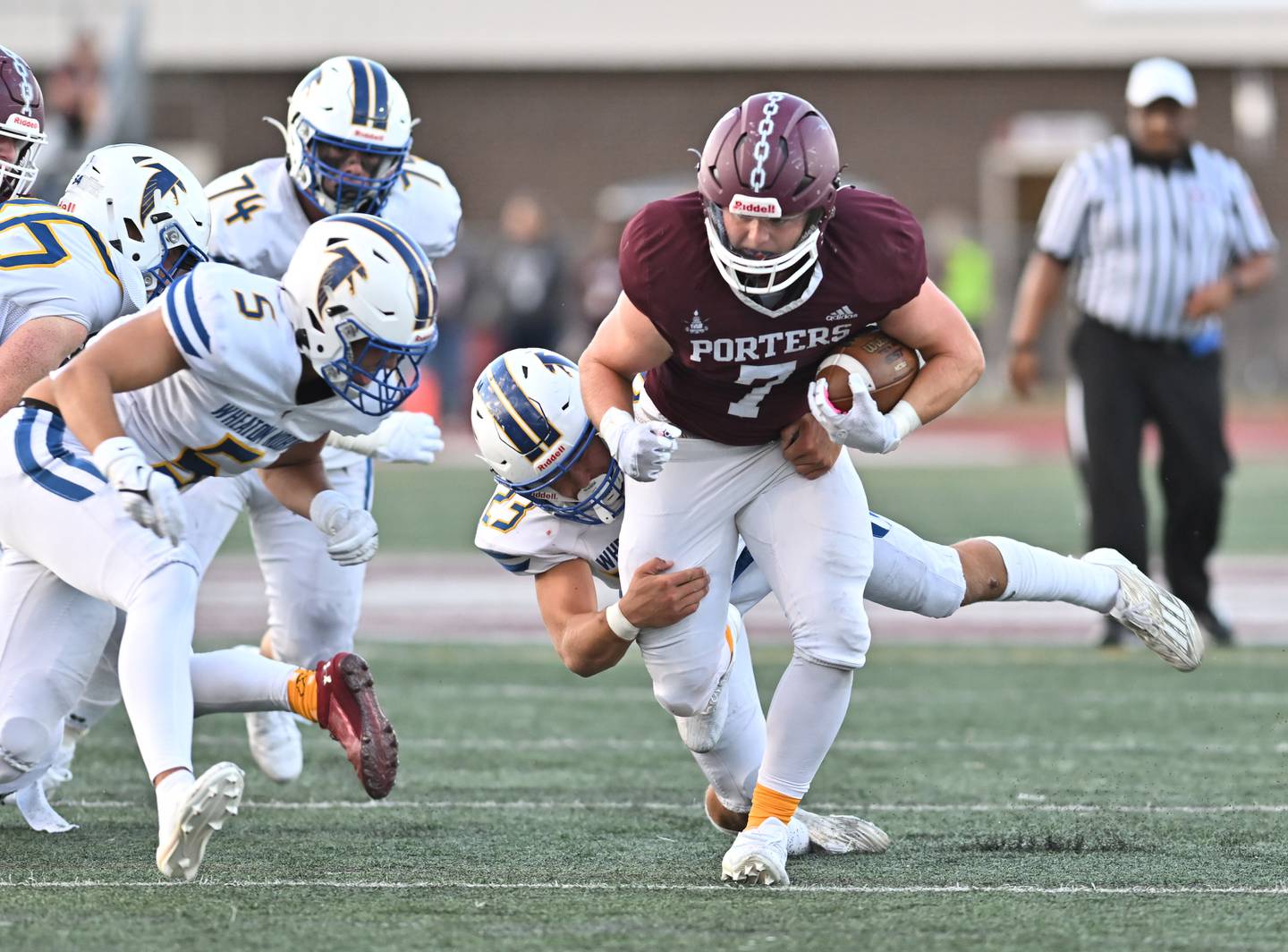 Lockport's Tyler Pospisil runs the ball during a non-conference game against Wheaton North on Friday, Sep 06, 2024 at Lockport. (Dean Reid for Shaw Local News Network)