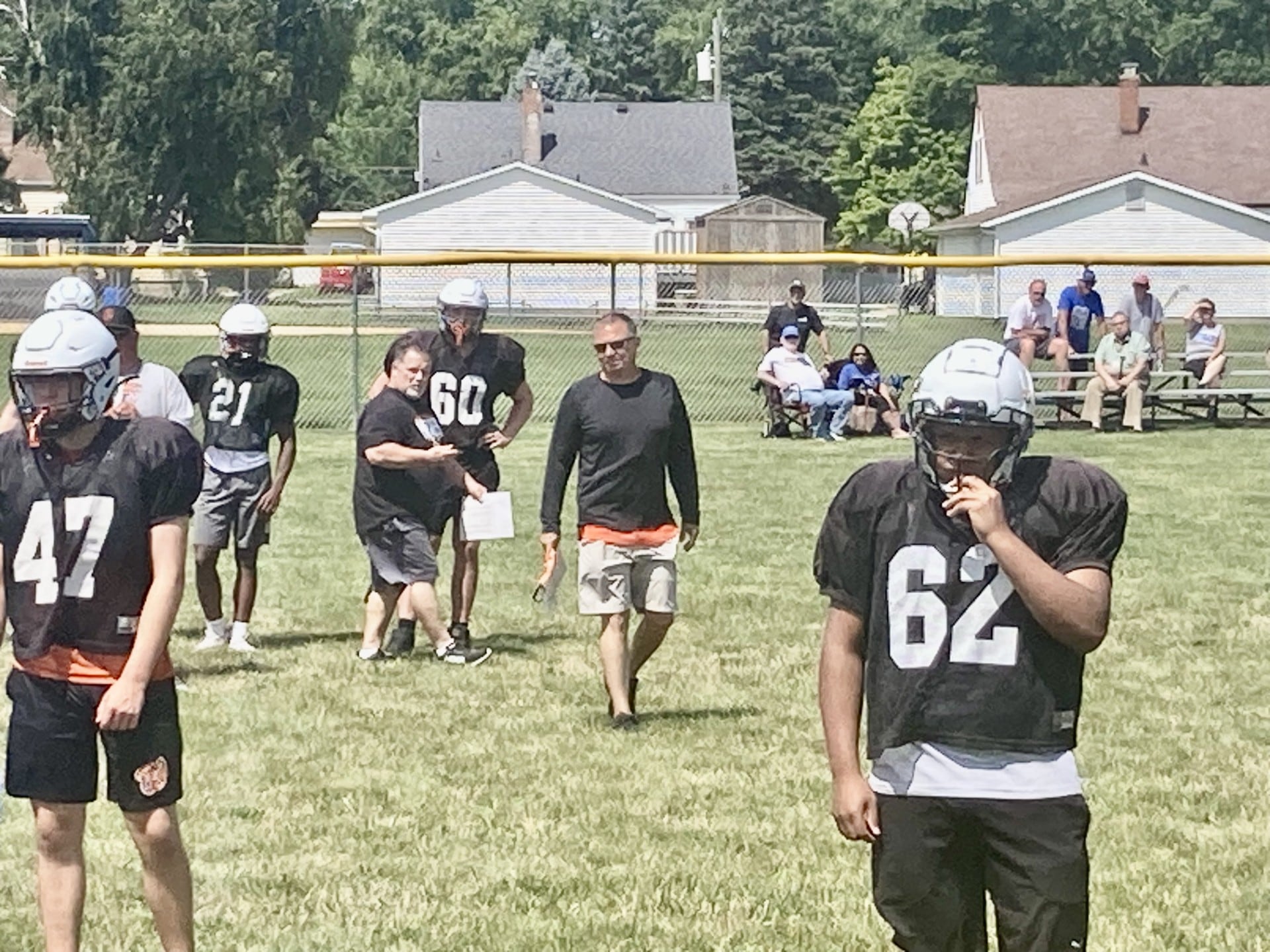 Washington head coach Todd Stevens, a PHS alum, coaches during the controlled scrimmage at Little Siberia in Princeton on Thursday, July 18.