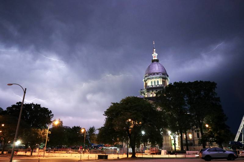 The Illinois State Capitol is pictured during a storm in Springfield this week.