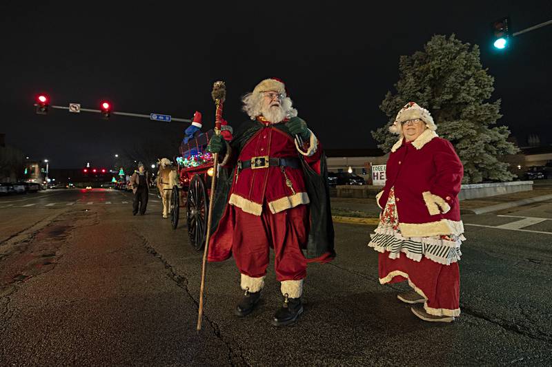 When the big guy arrives, you know Christmas is in full swing. Mr. and Mrs. Claus greet the crowd Friday, Dec. 1, 2023 to start Sterling’s Seasonal Sights and Sounds Christmas walk.