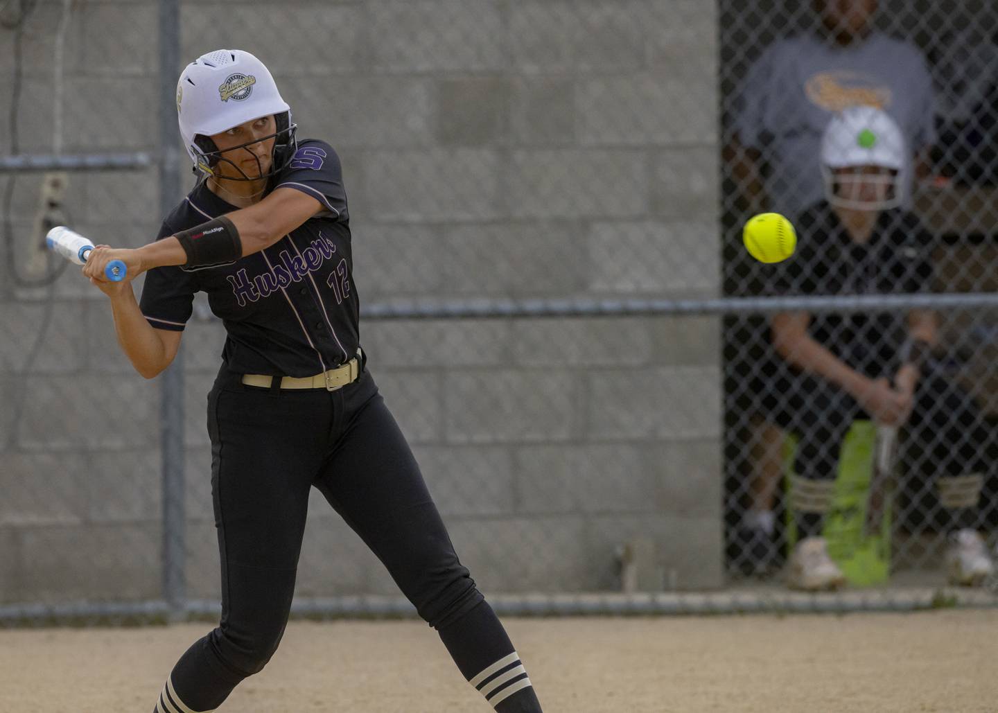 Serena's Paisley Twait starts her swing at a Kodi Rizzo offering Friday, May 24, 2024, during the title game of the Class 1A Woodland Sectional.