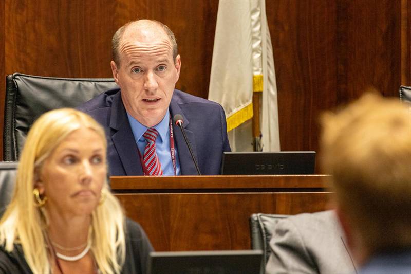 State Sen. Bill Cunningham, D-Chicago, is pictured at a committee hearing in Chicago in July 2023. Cunningham is the lead sponsor of a bill to curtail the state’s Biometric Information Privacy Act.