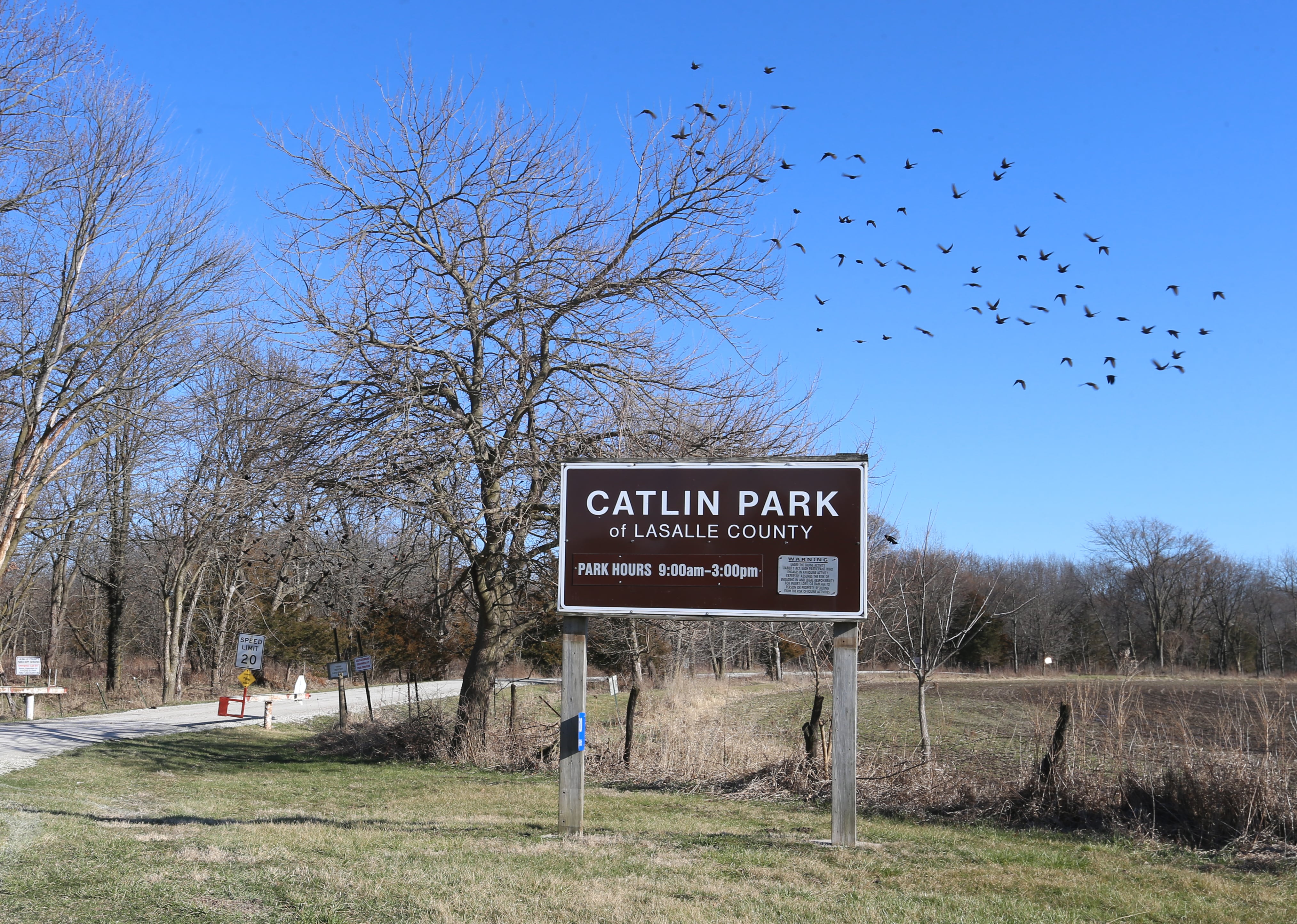 A view of the entrance to Catlin Park on Wednesday, March 6, 2024 near Ottawa.