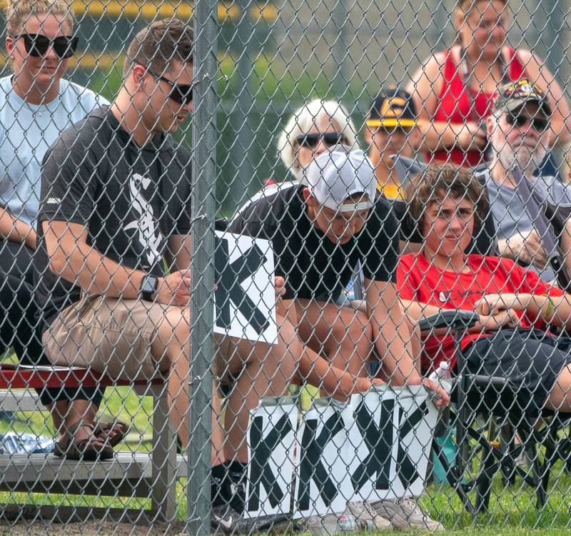 Yorkville fans keep track of Madi Reeves strike outs against West Aurora during the Class 4A Yorkville Sectional semifinal at Yorkville High School on Tuesday, May 31, 2022.