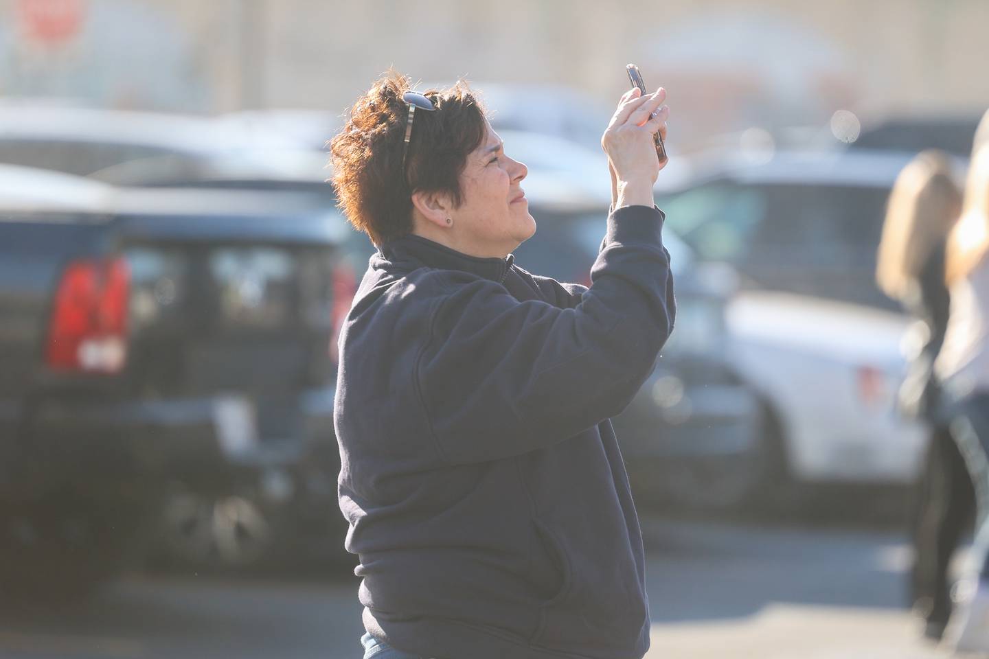 Will County Executive Jennifer Bertino-Tarrant documents the beginning of the external demolition of the old Will County Courthouse on Friday, Feb. 9th 2024 in Joliet.