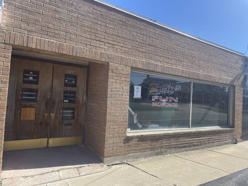 The former "Whizzer" building at 209 is seen April 8, 2024 at 209 Grove Street in DeKalb.