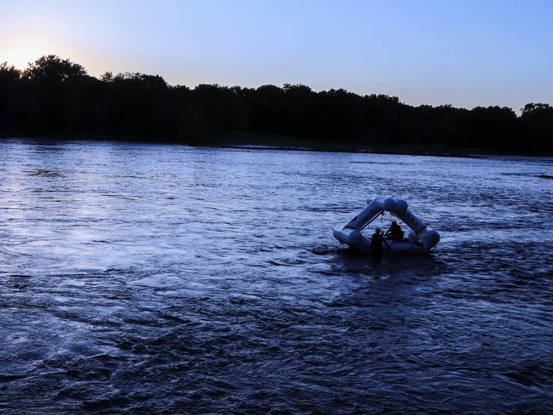 The Wilmington ESDA's creature craft sets sail on the Kankakee River in Wilmington.