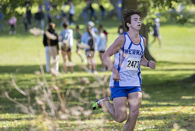 Newman’s Lucas Schaab runs in the 50th Amboy Columbus Day Cross Country Invite Monday, Oct. 9, 2023.