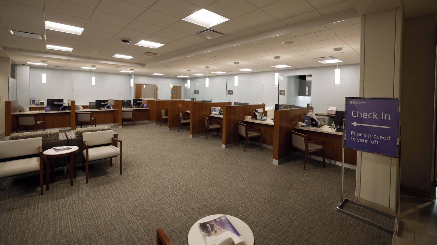 The check-in area of Delnor Cancer Care Center, 304 S. Randall Road Thursday, Aug. 29, 2024 in Geneva. This expansion increased the center’s footprint by 15,500 square feet, expanding the total space to 56,988 square feet. An existing 17,000-square-foot space was updated with state-of-the-art equipment.