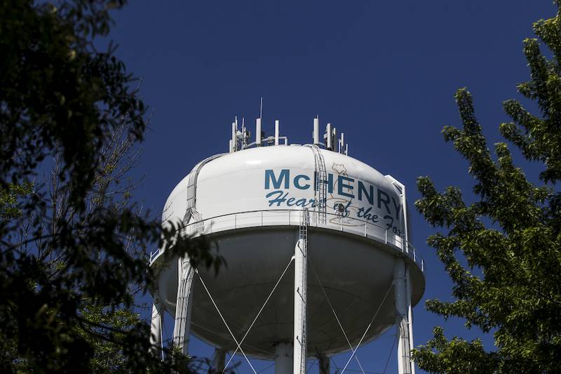 A water tower on Sioux Lane in McHenry