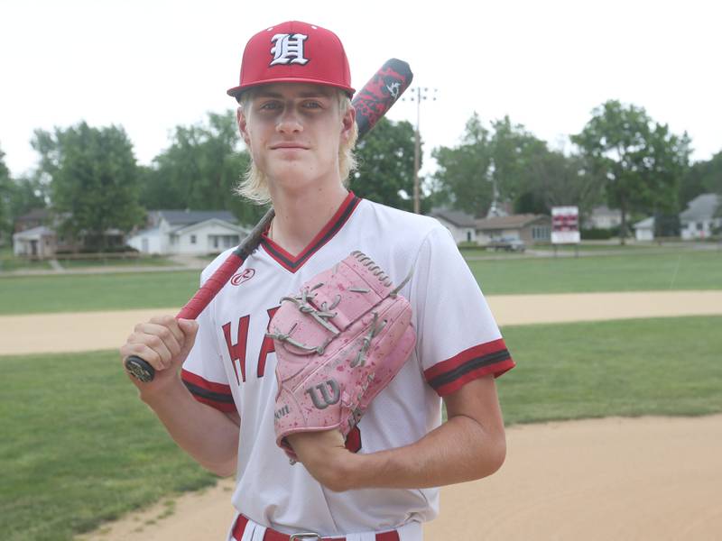 Hall's Max Bryant poses for a photo at Foley Field at Kirby Park in Spring Valley. Bryant is the  Bureau County Republican 2024 player of the year.