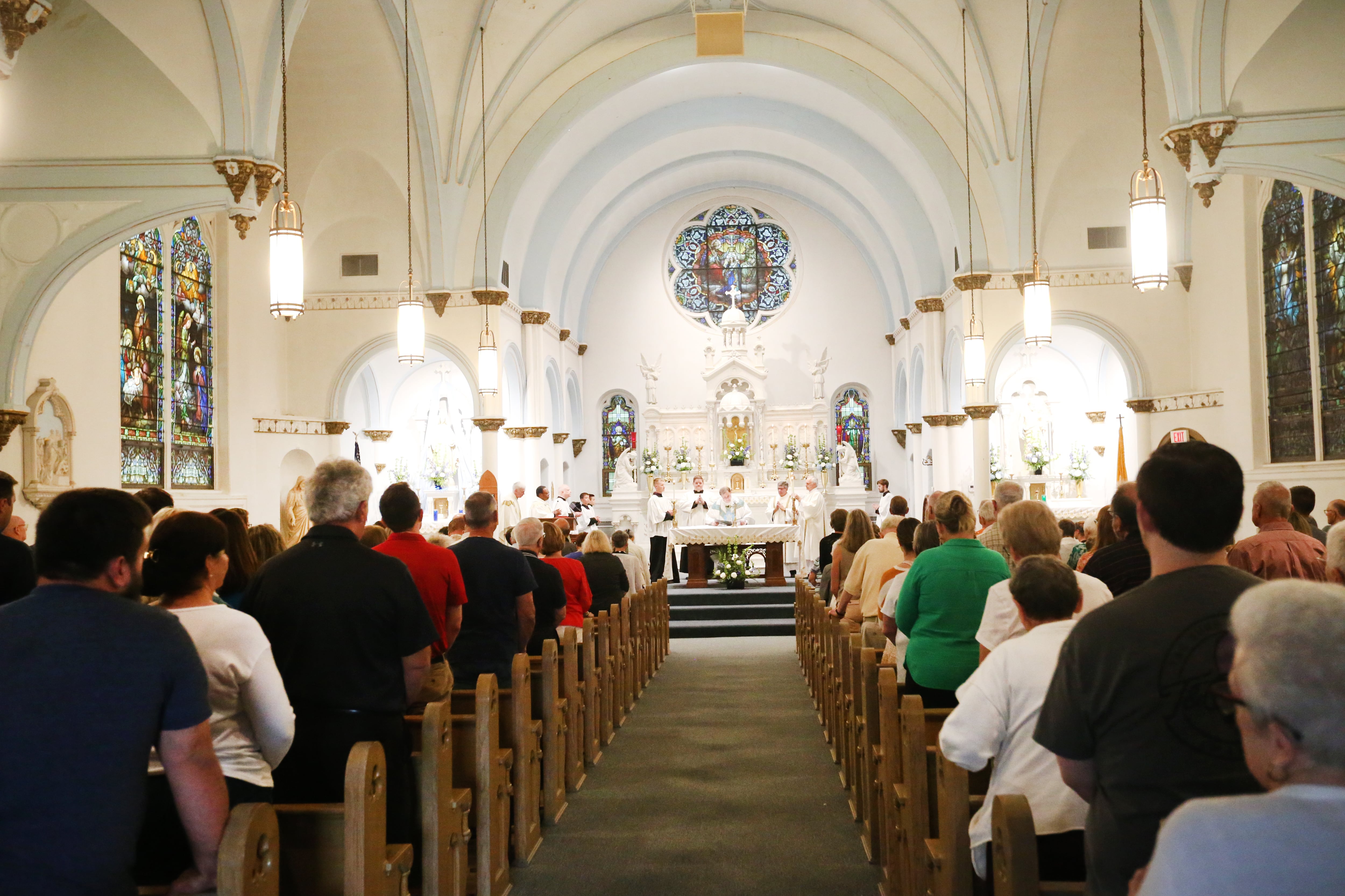 Hundreds of parishioners stand during the final Mass on Thursday, Aug. 15, 2024 in Peru. The church was founded in 1867.