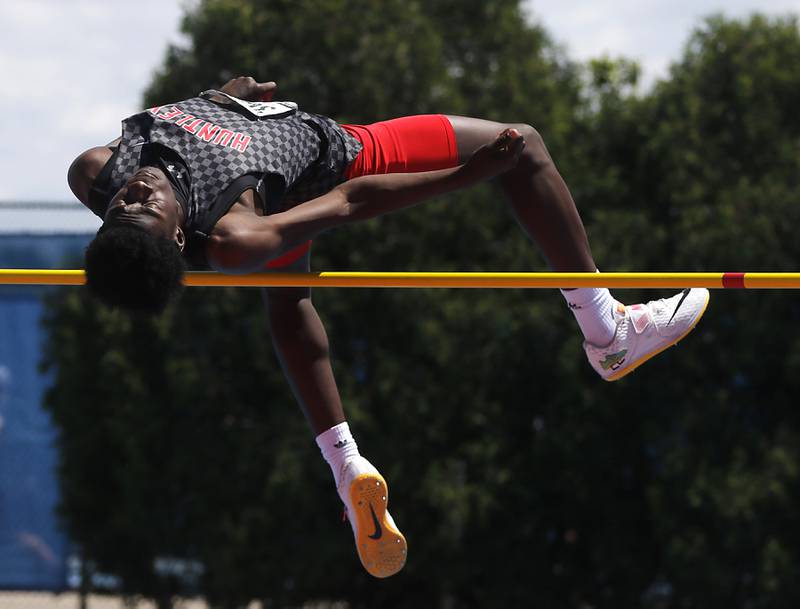 Huntley’s Jeffrey Cruickshank competes in the high jump during the IHSA Class 3A Boys State Track and Field Championship meet on Saturday, May 25, 2024, at Eastern Illinois University in Charleston.